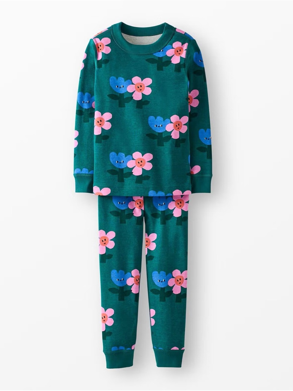 Hanna Andersson HannaJams Pajama Set in “Flower Friends on Everglade”